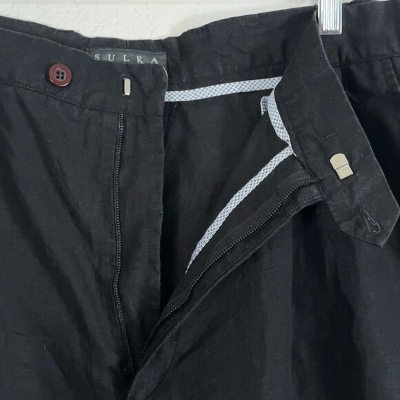 Sulka 100% Linen Pleated Shorts in Black Men's Size 38(tag size 40) - Picture 4 of 11